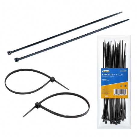 (SET DA 100 PEZZI FASCETTE DI PLASTICA NERE DA 35 CM)