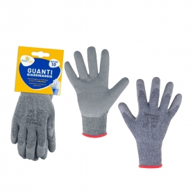 (GUANTO DA LAVORO IN POLIESTERE RIVESTITO IN LATTICE RUGOSO ANTISCIVOLO MISURA 10 GRIGIO CON POLSINO ELASTICIZZATO)